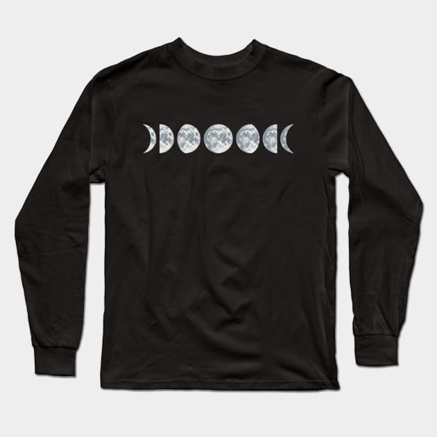 Moon Phases/ Space gift/ Moon Phases Tees/ phases of the moon t-shirt/ Astronomy/ Astronaut/ Cosmonaut gift Long Sleeve T-Shirt by UranusArts